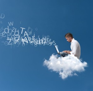 15761835 - concept of a businessman that works over a cloud